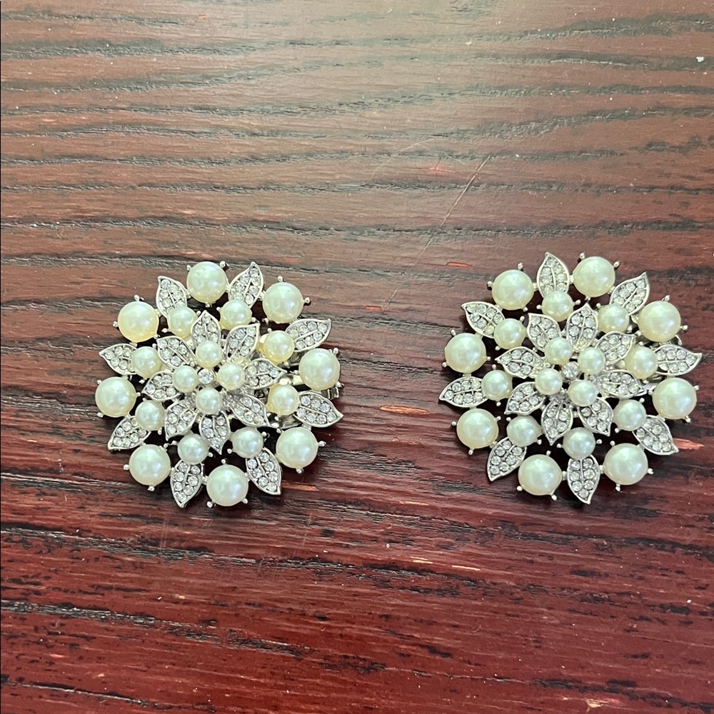 Dazzling Pearl and Silver shoe buckles. New with tags